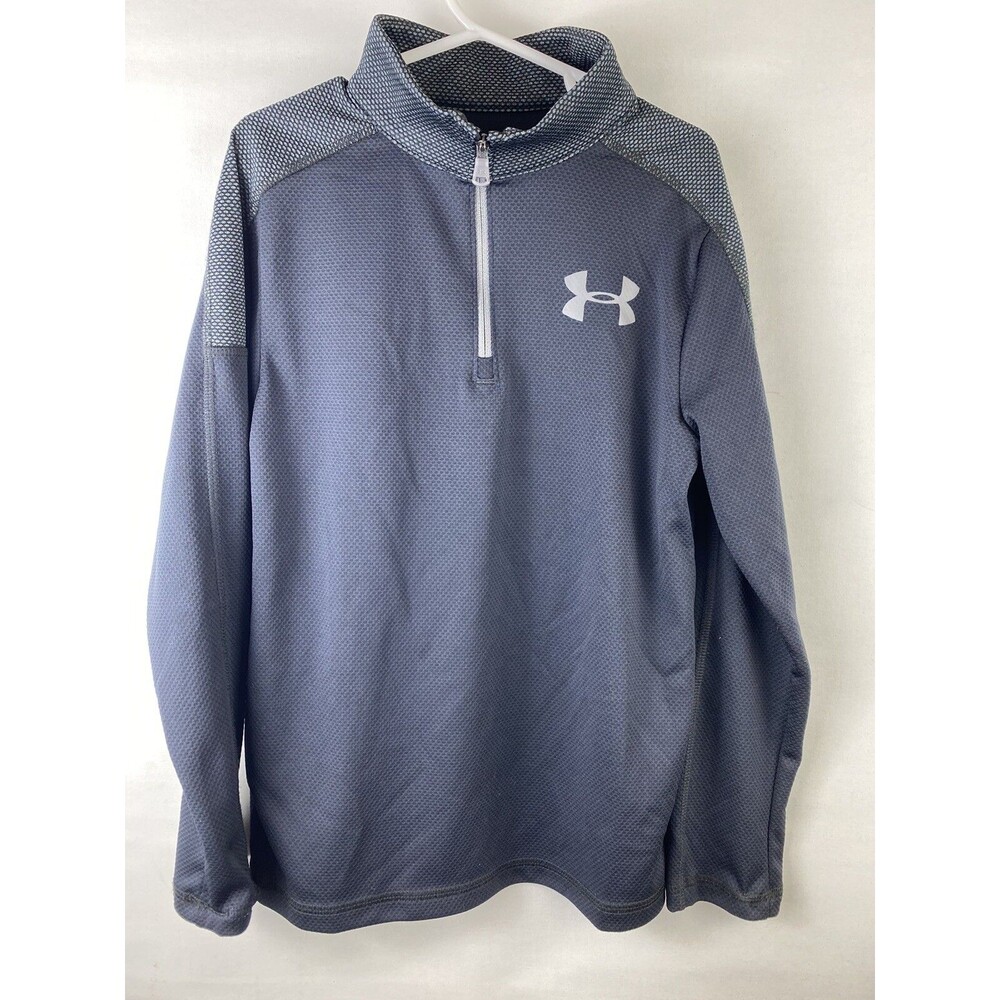 BOYS UNDER ARMOUR LOOSE HEAT GEAR LONG SLEEVE HALF ZIP - YSM Black